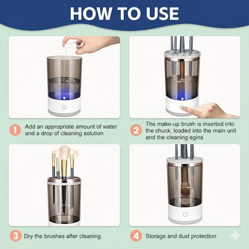 Automatic Makeup Brush Cleaner