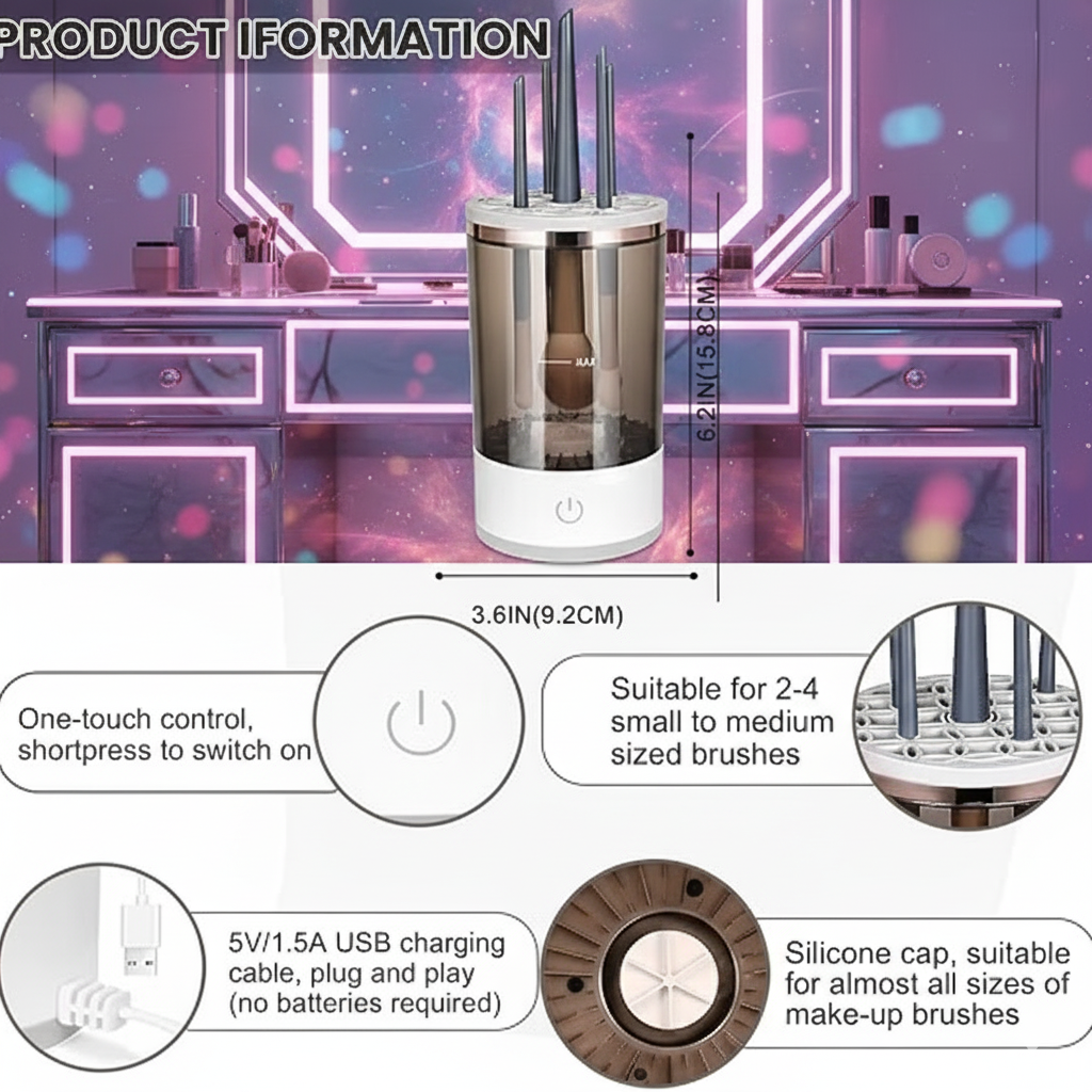 Automatic Makeup Brush Cleaner
